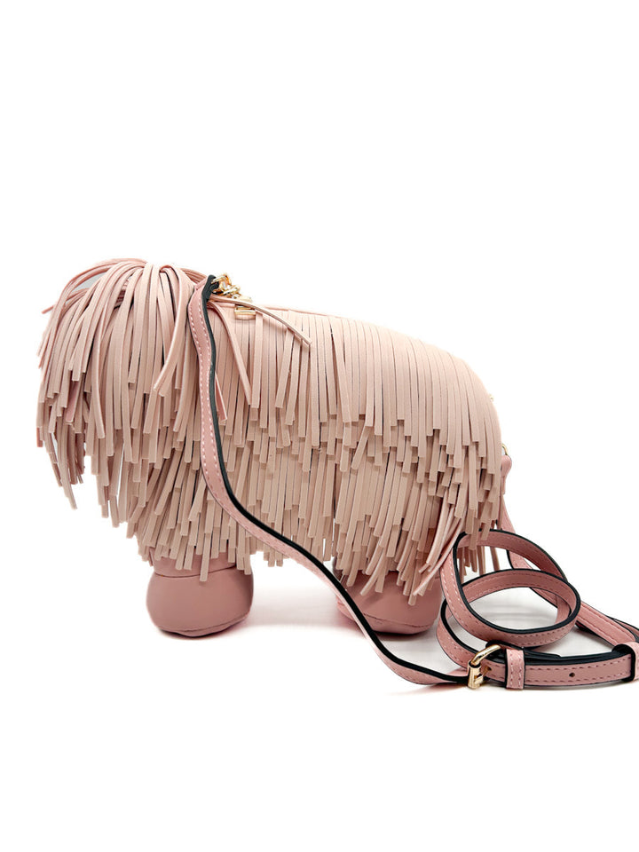 Bolsos imitando la silueta de un perro  con flecos