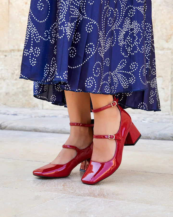 Zapatos Charol Tacón Ancho Pulsera Referencia B3361