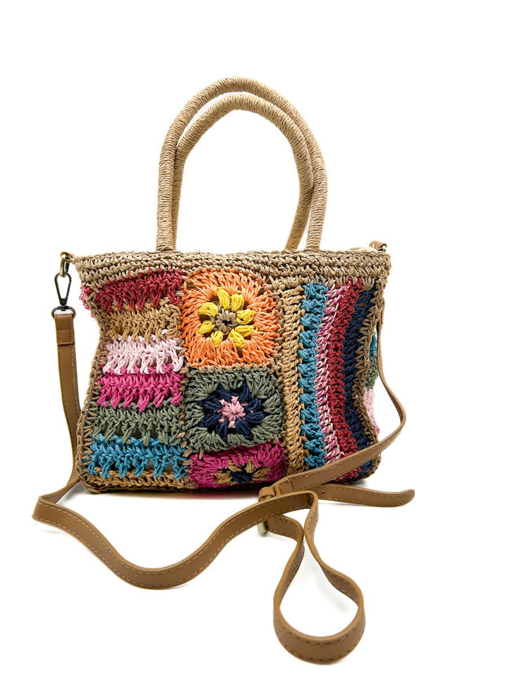 Bolsos Paja Con Flores Referencia MGWF608