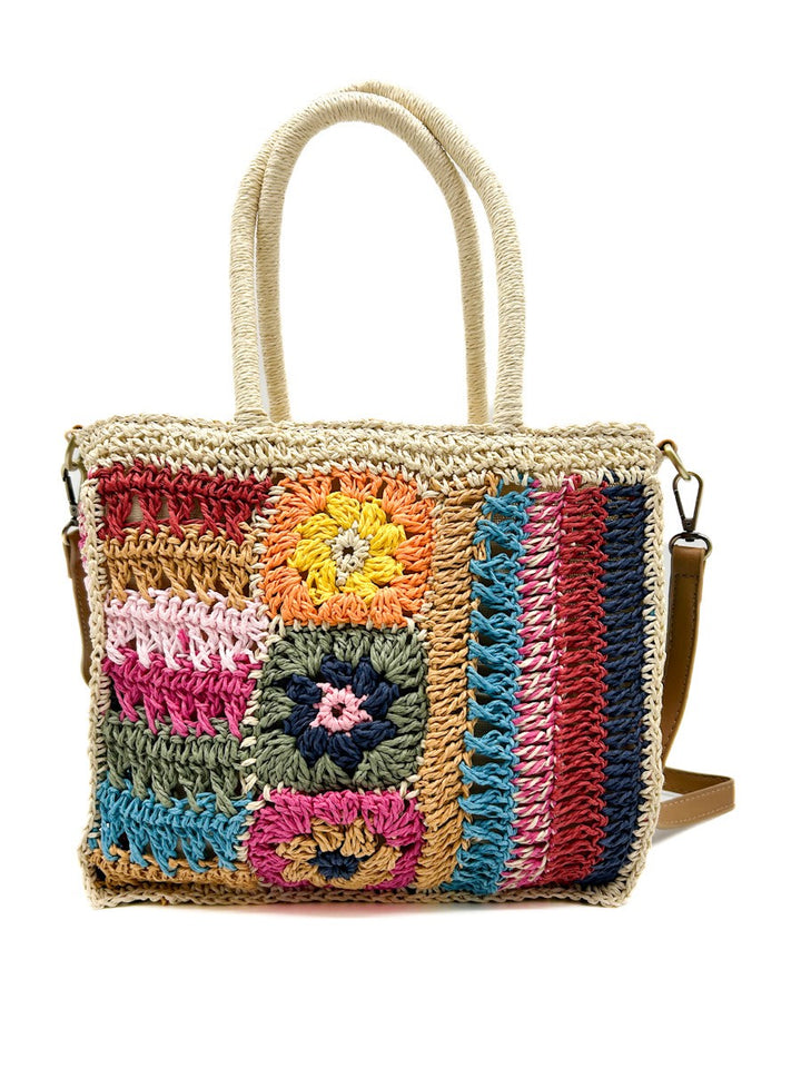 Bolsos Paja Con Flores Referencia MGWF608