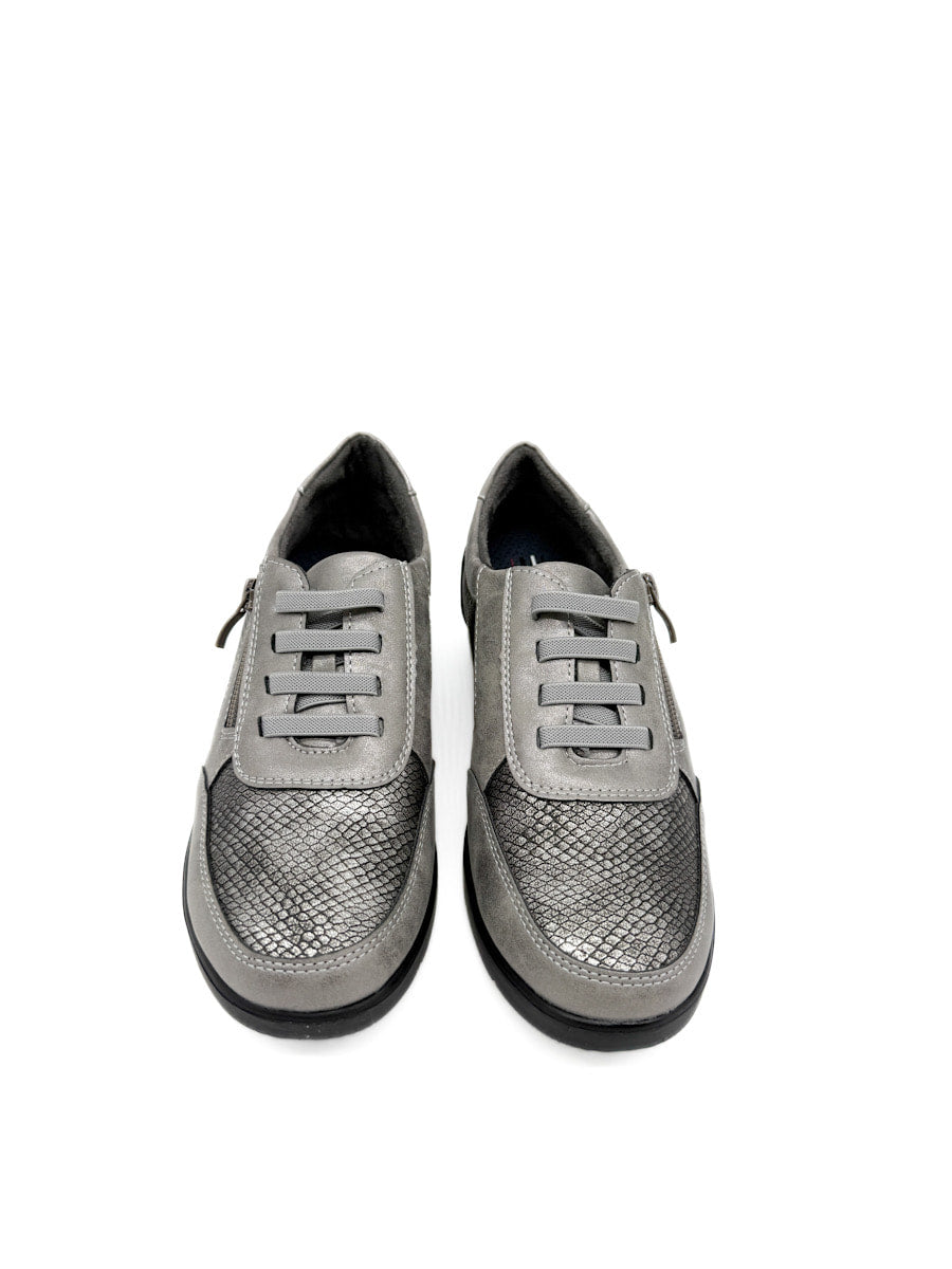Zapatillas Casuales con Detalles en Textura de Serpiente y Cremallera Lateral