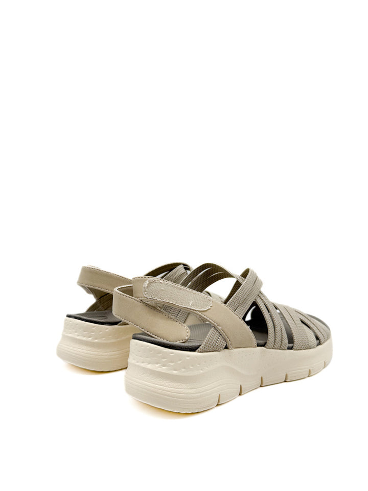 Sandalias de plataforma con tiras cruzadas en tonos rosa y gris