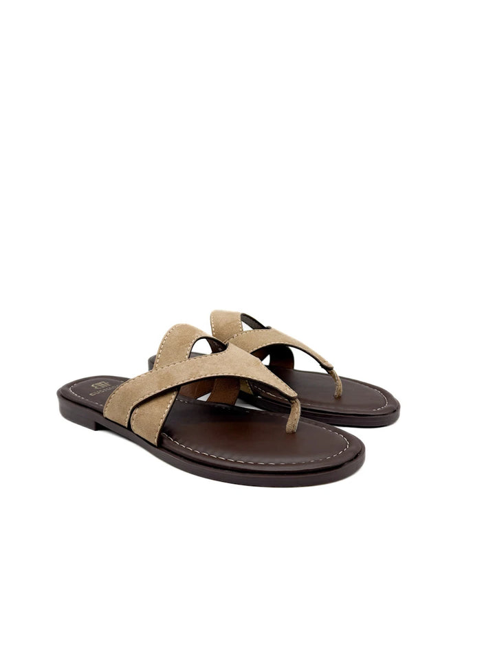 Sandalias Casuales de Dedo con Tiras de Ante - Mujer