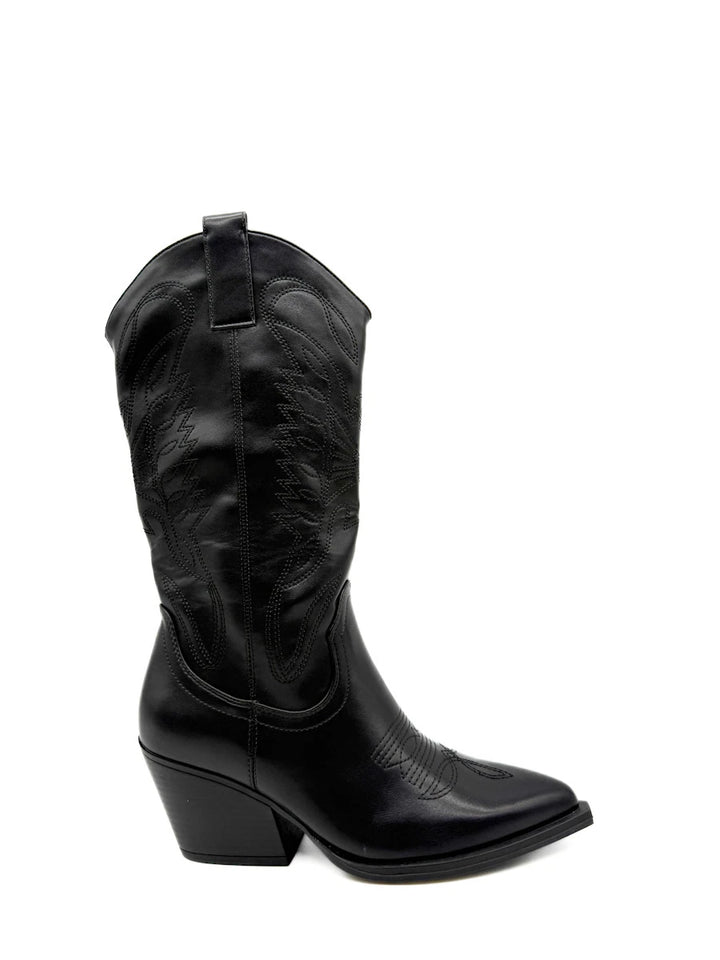 Botas Altas Cowboy de Mujer con Bordados Étnicos y Cremallera