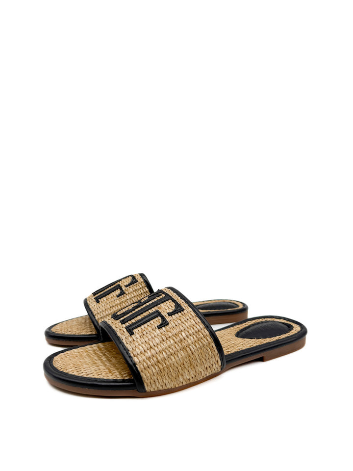 Sandalias Planas de Rafia con Monograma