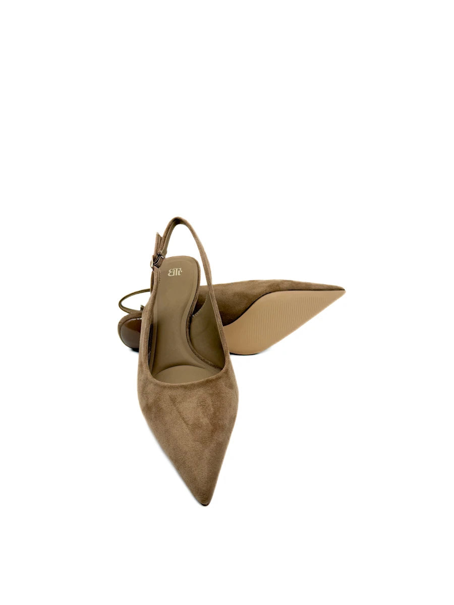 Zapatos Salón Destalonados de Antelina con Tacón Sensato y Puntera Fina