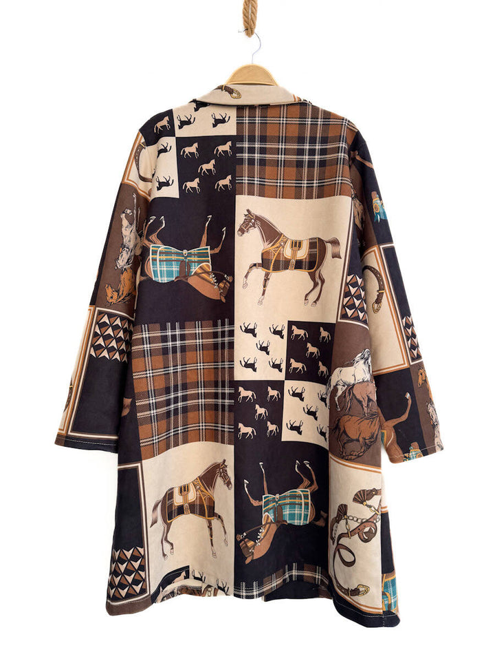 Abrigo Estampado Ecuestre Vintage