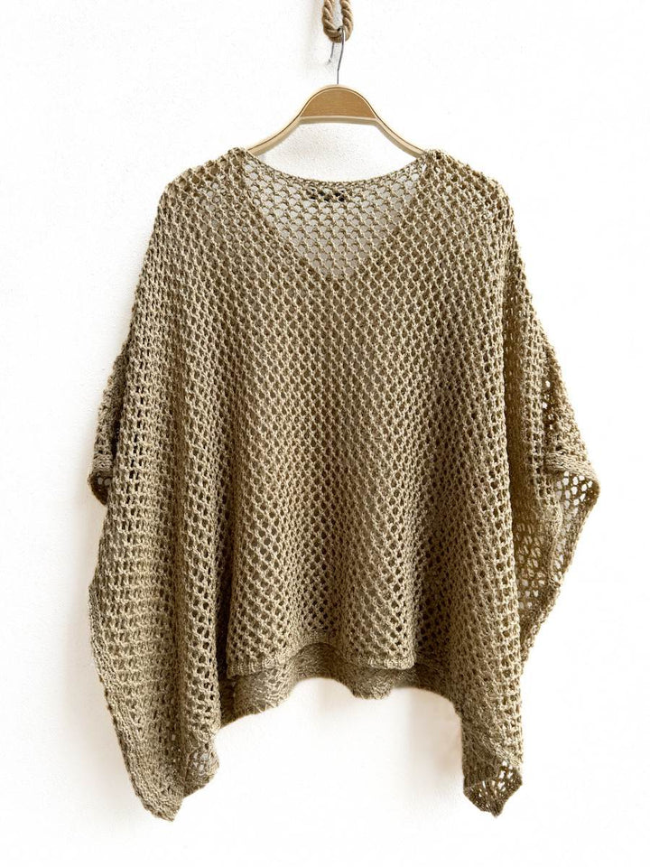 Poncho Tejido Boho: Ligereza y Estilo en Cada Movimiento Dorado Oscuro única