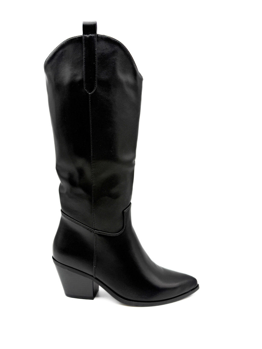 Botas Cowboy Negras de Cuero Sintético Estilo Clásico
