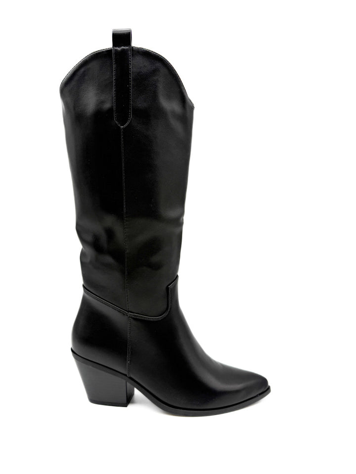 Botas Cowboy Negras de Cuero Sintético Estilo Clásico