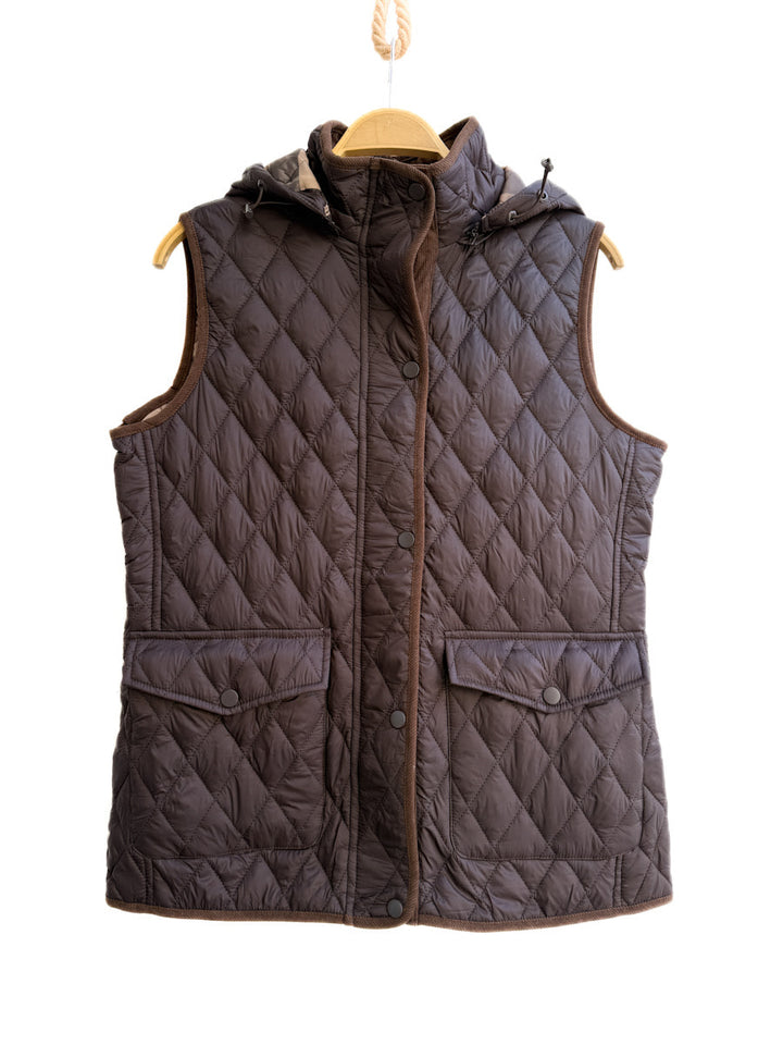 Chaleco Acolchado con Capucha Desmontable – Marrón Oscuro Marrón