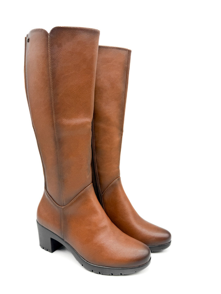 Botas Altas de Caña Recta con Tacón Cuadrado y Cremallera