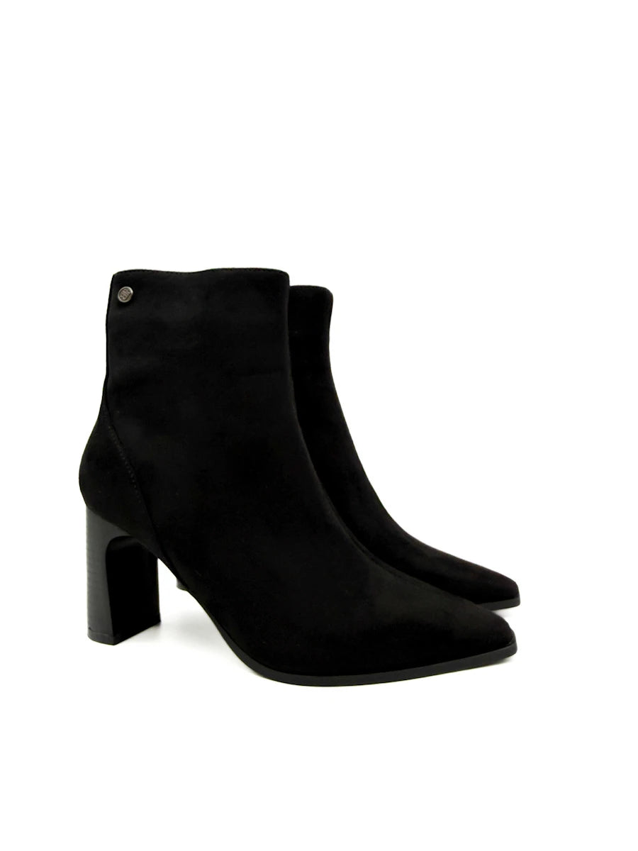 Botines de Antelina con Tacón Ancho y Punta Afilada
