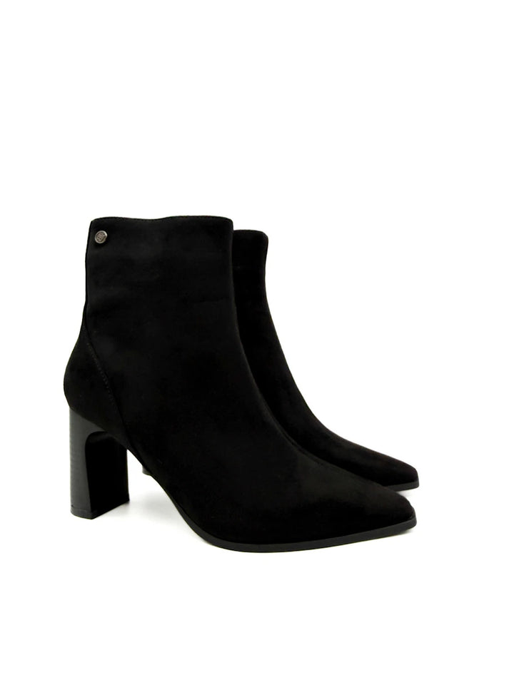 Botines de Antelina con Tacón Ancho y Punta Afilada