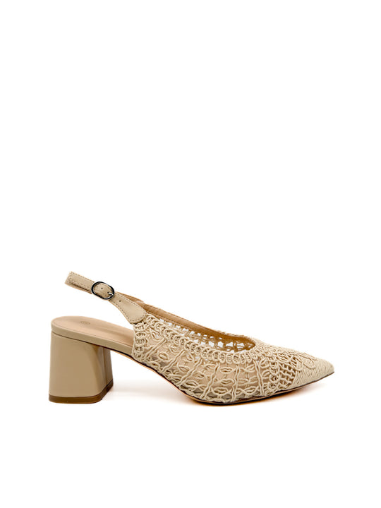 Zapato Destalonado Tejidos Color Beige Beige