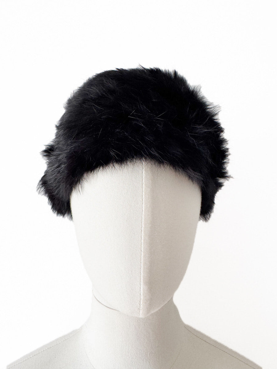 Cuello de piel de conejo Negro única