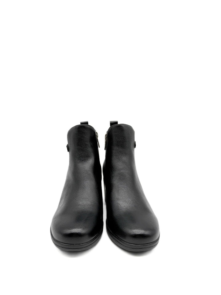 Botines de Tacón Ancho con Hebilla Decorativa y Cremallera