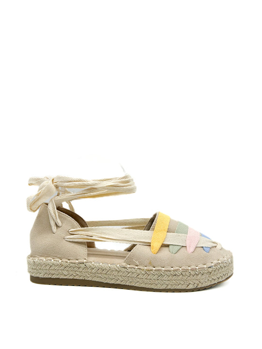 Alpargatas con Plataforma Cintas XJY3T279 Beige Multicolor