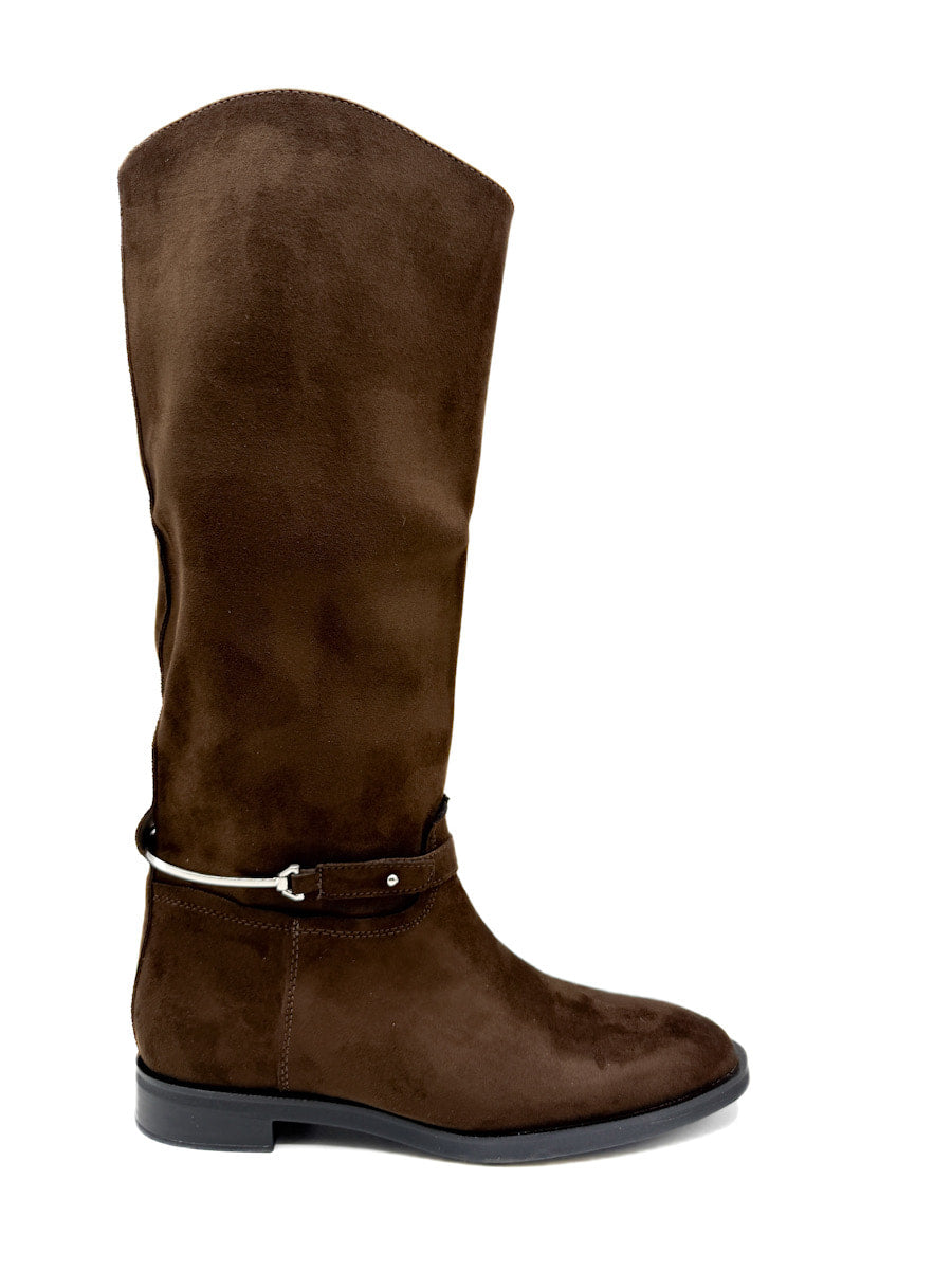 Botas altas con Tira Decorativa de Hebilla Removible Corina M5830 Café