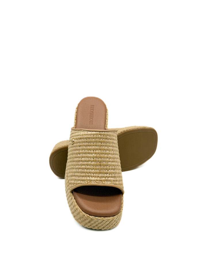 Sandalias de Rafia Cuña con Plataforma