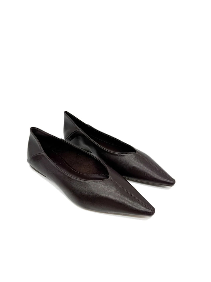 Bailarinas de Punta Estrecha con Escote en V - Zapatos Planos Elegantes