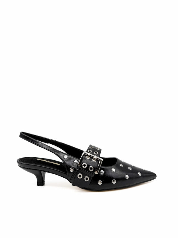 Zapatos de Tacón Bajo Estilo destalonado con Tachuelas Corina M5772 Negro