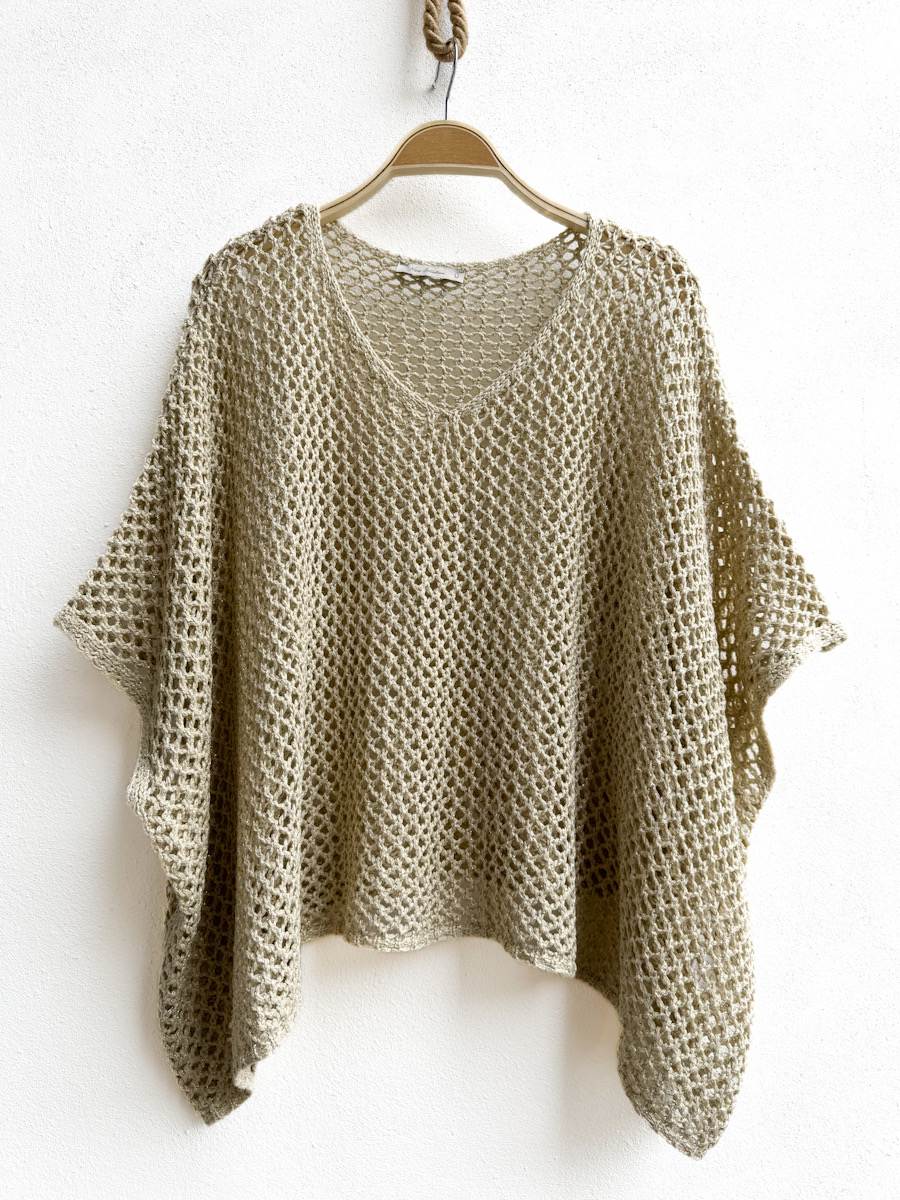 Poncho Tejido Boho: Ligereza y Estilo en Cada Movimiento Dorado Claro única