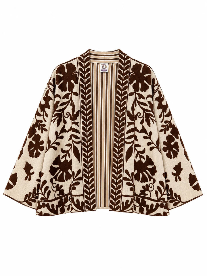 Chaqueta kimono bordada flores
