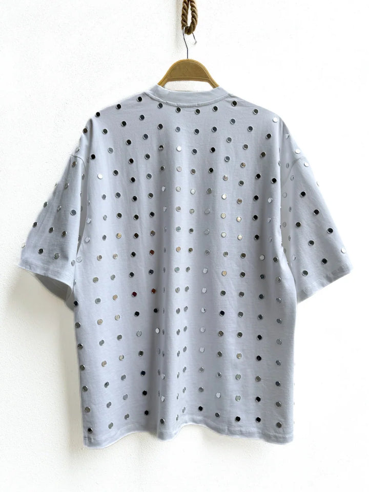 Camiseta Oversize con Apliques Metálicos