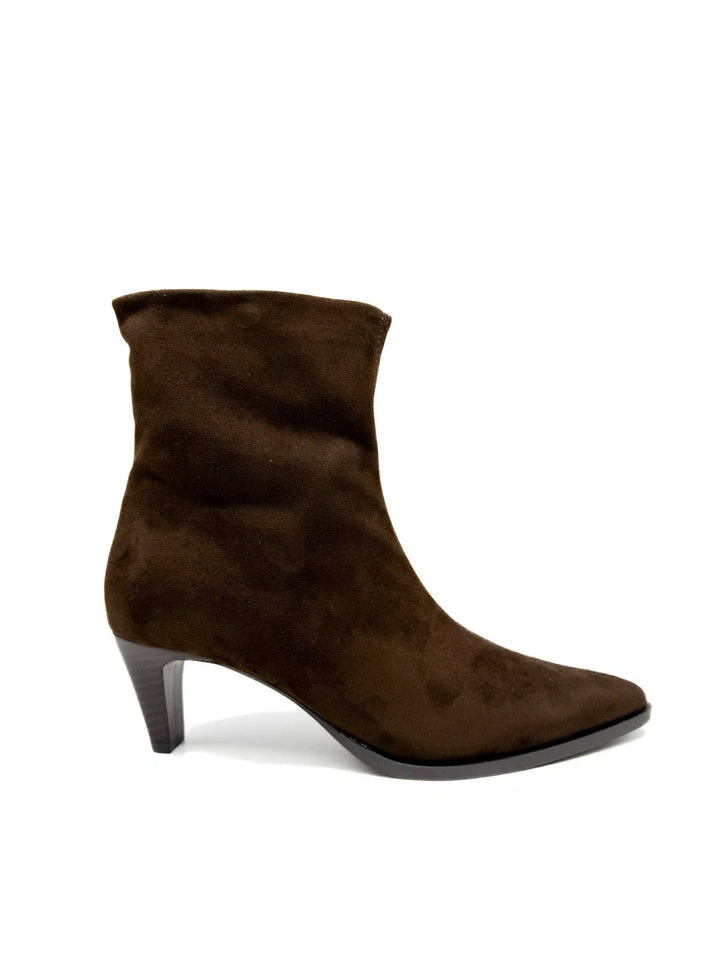 Botines de Vestir en Ante Marrón con Tacón Fino y Punta