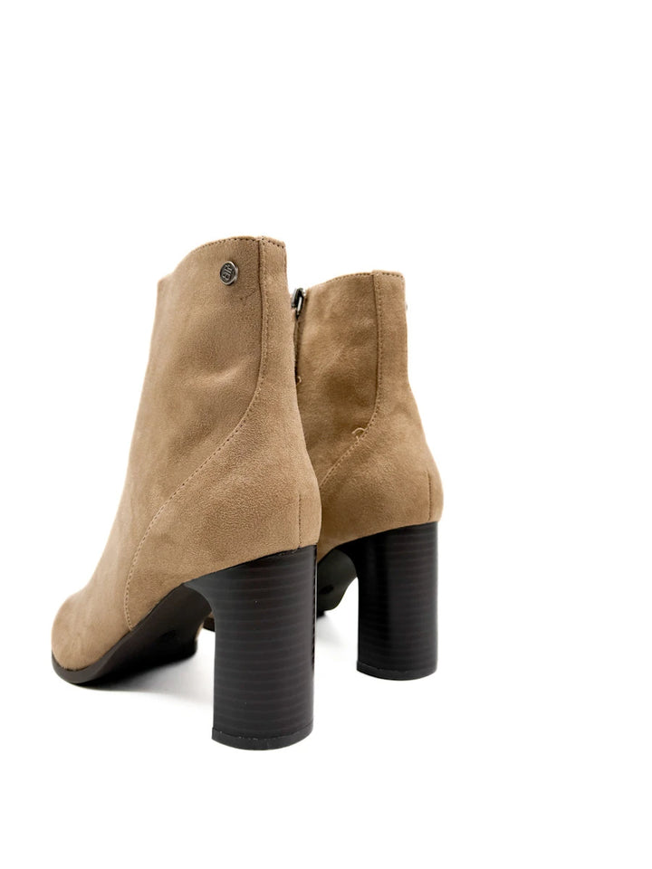 Botines de Antelina con Tacón Ancho y Punta Afilada