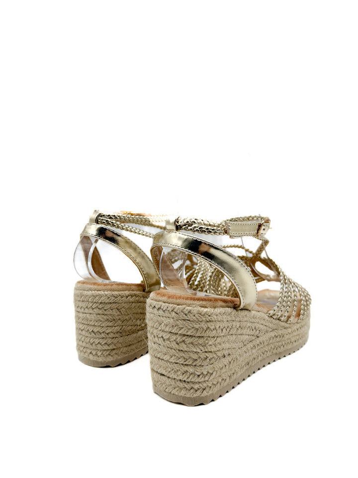 Sandalias de Cuña con Tiras Trenzadas y Plataforma de Yute