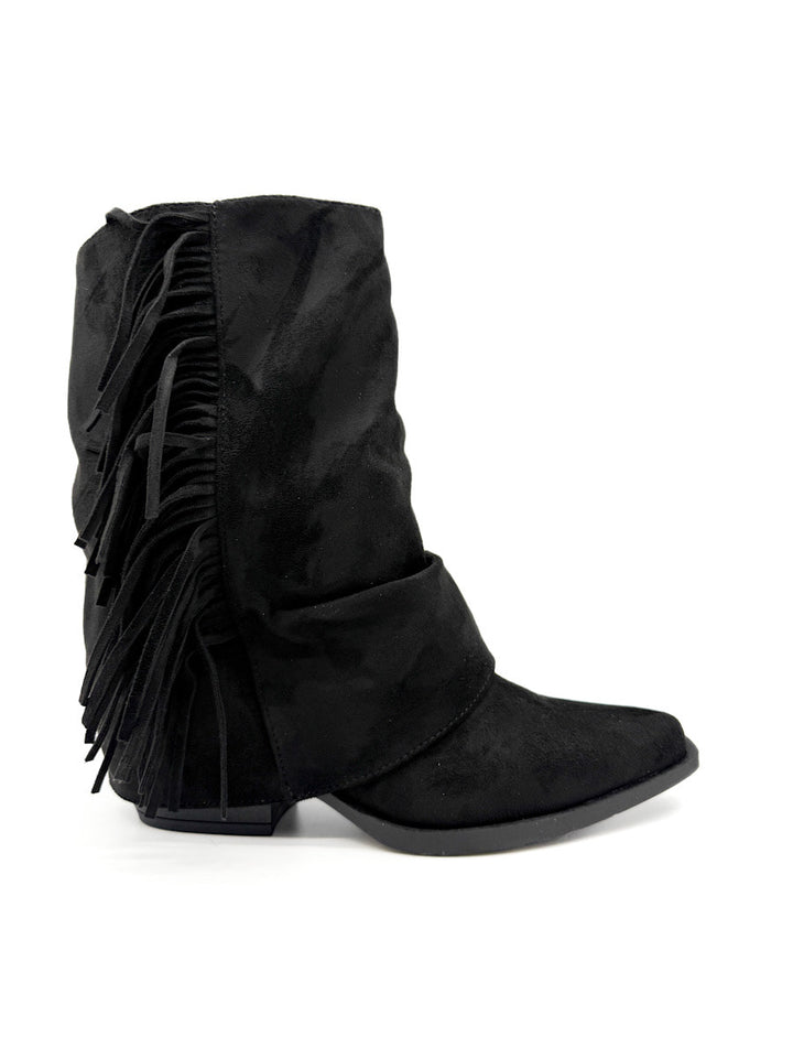 Botines Estilo de Cowboy Detalles Flecos