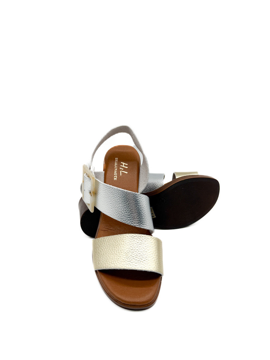 Sandalias Multicolor de Tacón de Bloque para Mujer