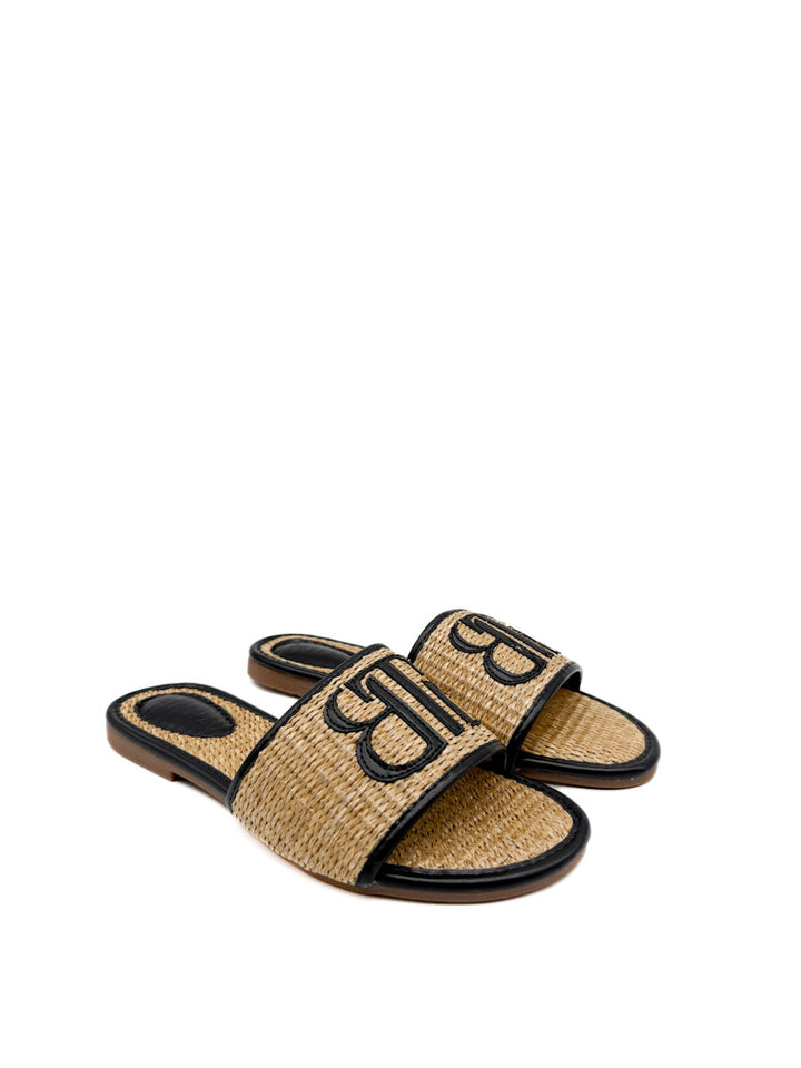 Sandalias Planas de Rafia con Monograma