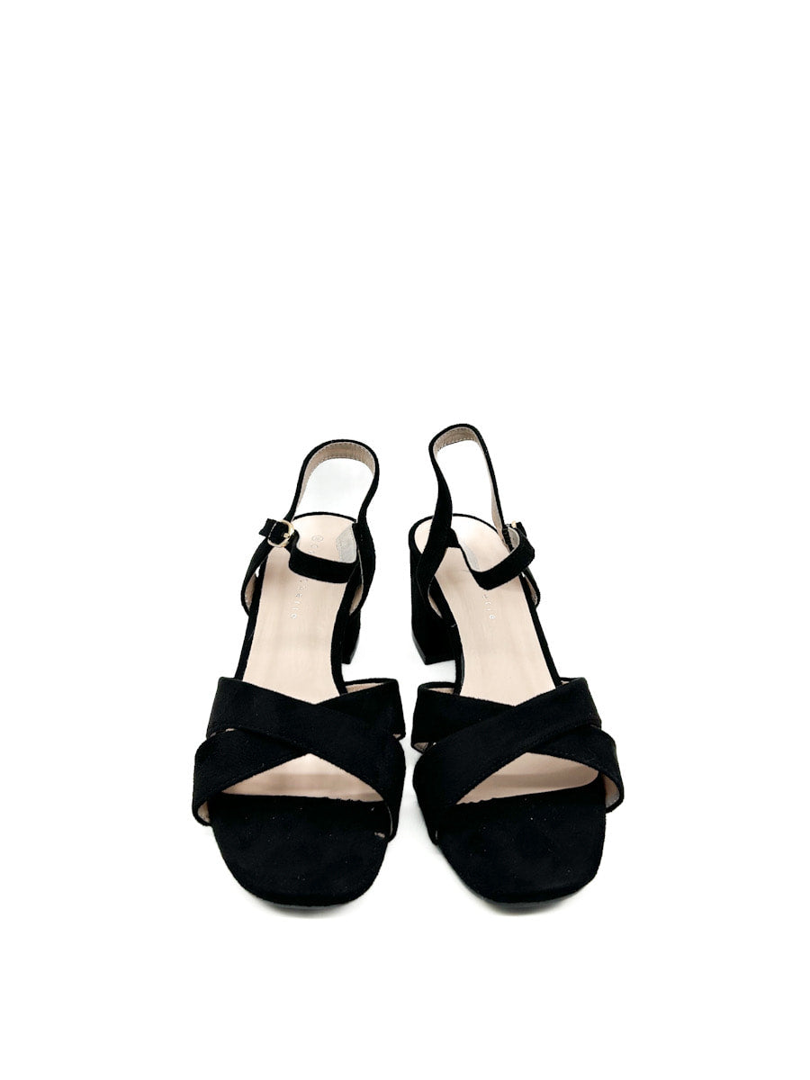 Sandalias de tacón medio con tiras cruzadas para mujer
