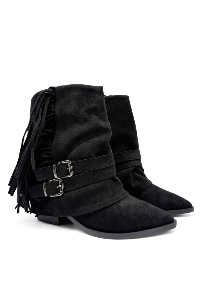 Botines con Flecos y Correas con Hebillas