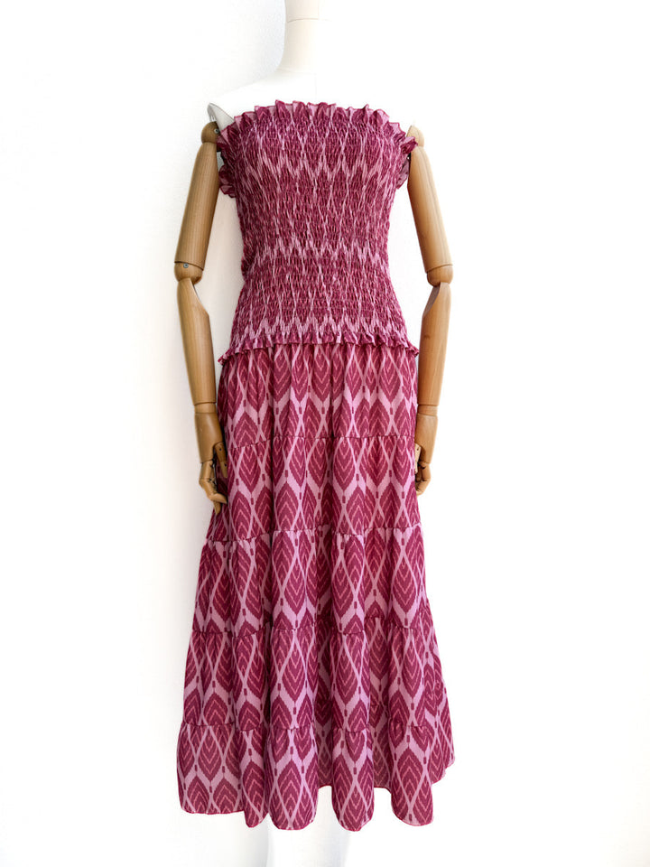Vestido Floral con Nido de Abeja – Estilo Fresco y Versátil