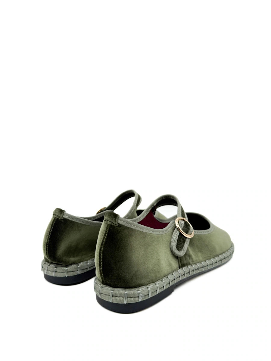 Merceditas de Terciopelo con Bordes Ribeteados - Alieva