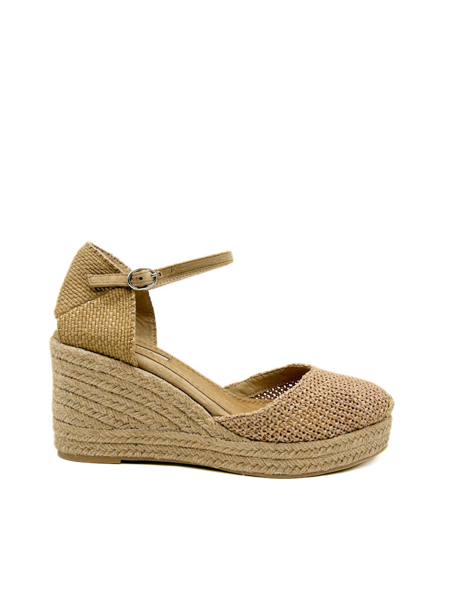 Alpargatas Cuña Efecto de Crochet Corina M5390 Camel