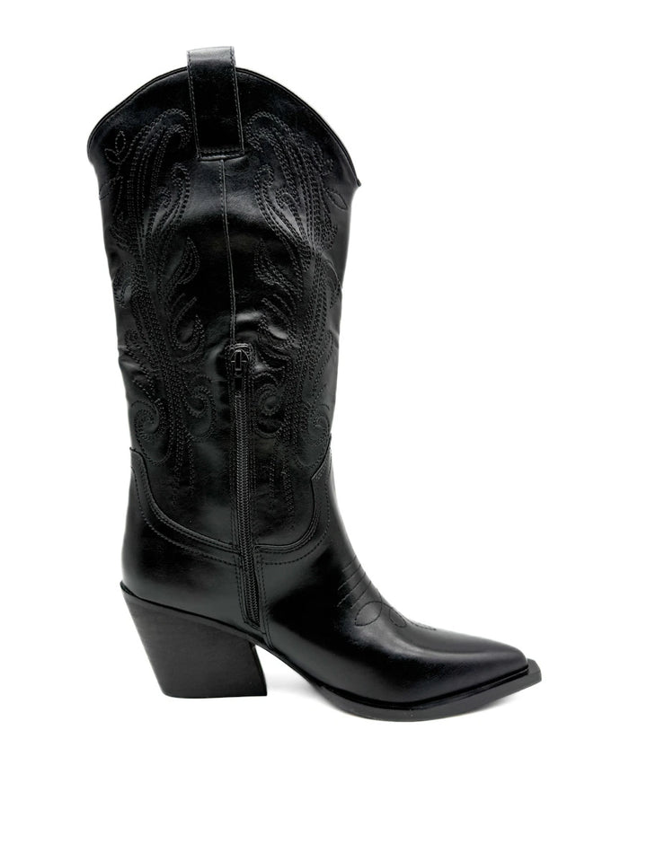 Botas Camperas Cowboy Bordadas de Caña Alta con Tacón Ancho