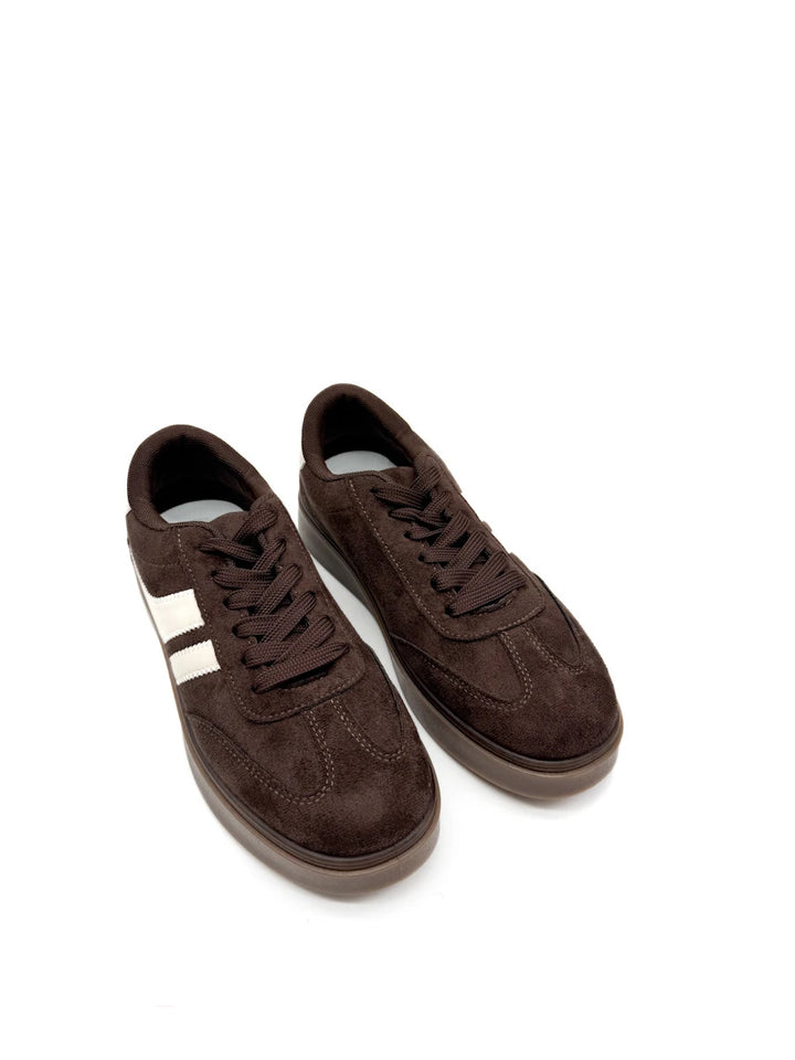 Zapatillas Bajas Retro de Ante Sintético con Franjas Contrastadas