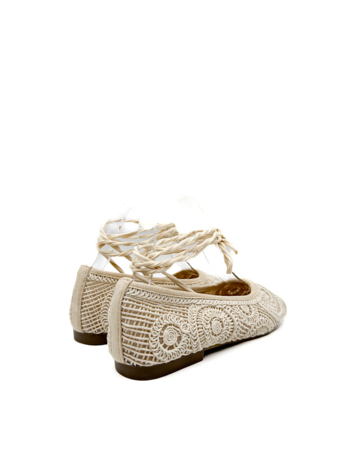 Bailarinas planos de crochet artesanal estilo bohemio
