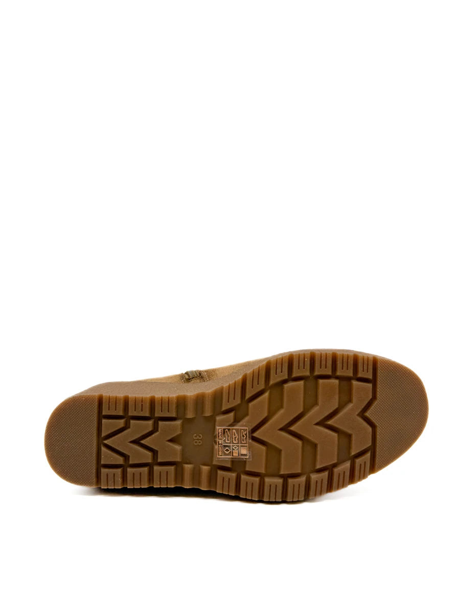 Botines de Cuña para Mujer en Antelina con Cremallera Lateral y Suela de Goma