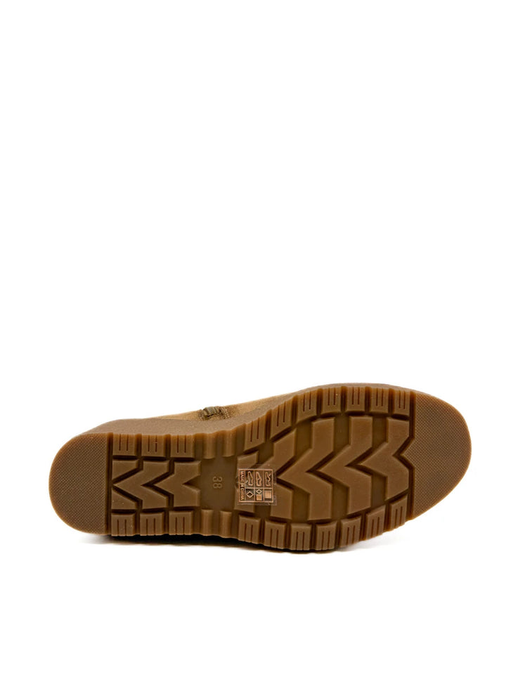 Botines de Cuña para Mujer en Antelina con Cremallera Lateral y Suela de Goma