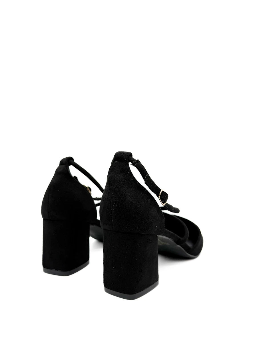 Zapatos de Salón con Tacón Ancho, Punta Afilada y Tiras Cruzadas