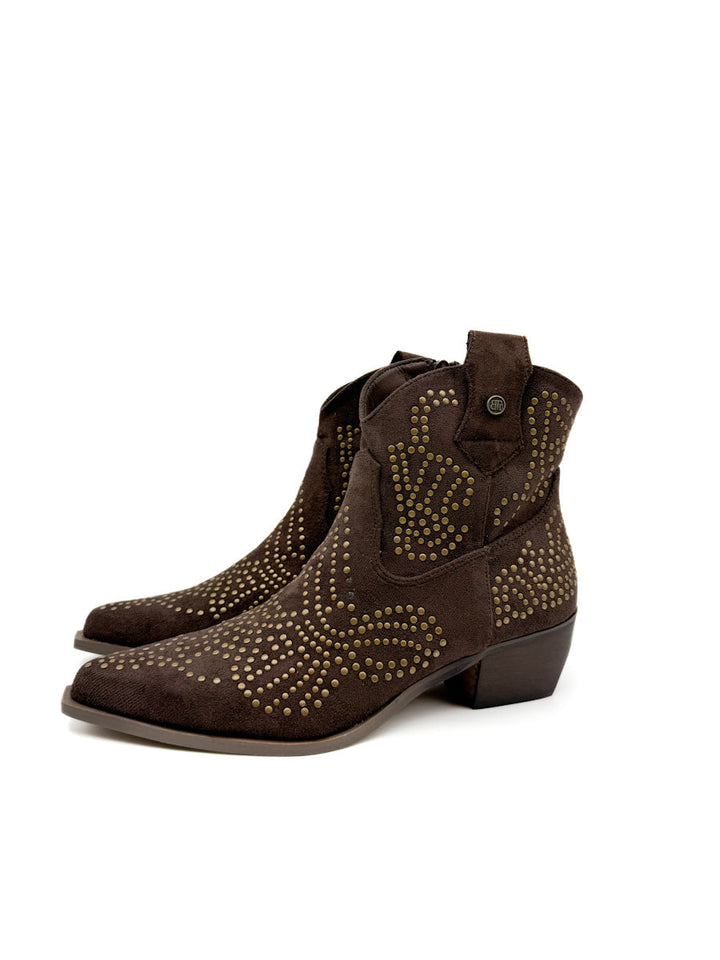 Botín cowboy de Antelina con Remaches Dorados y Tacón Cuadrado