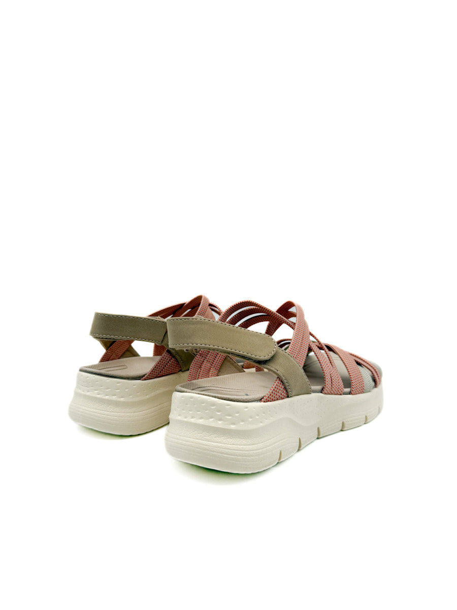 Sandalias de plataforma con tiras cruzadas en tonos rosa y gris