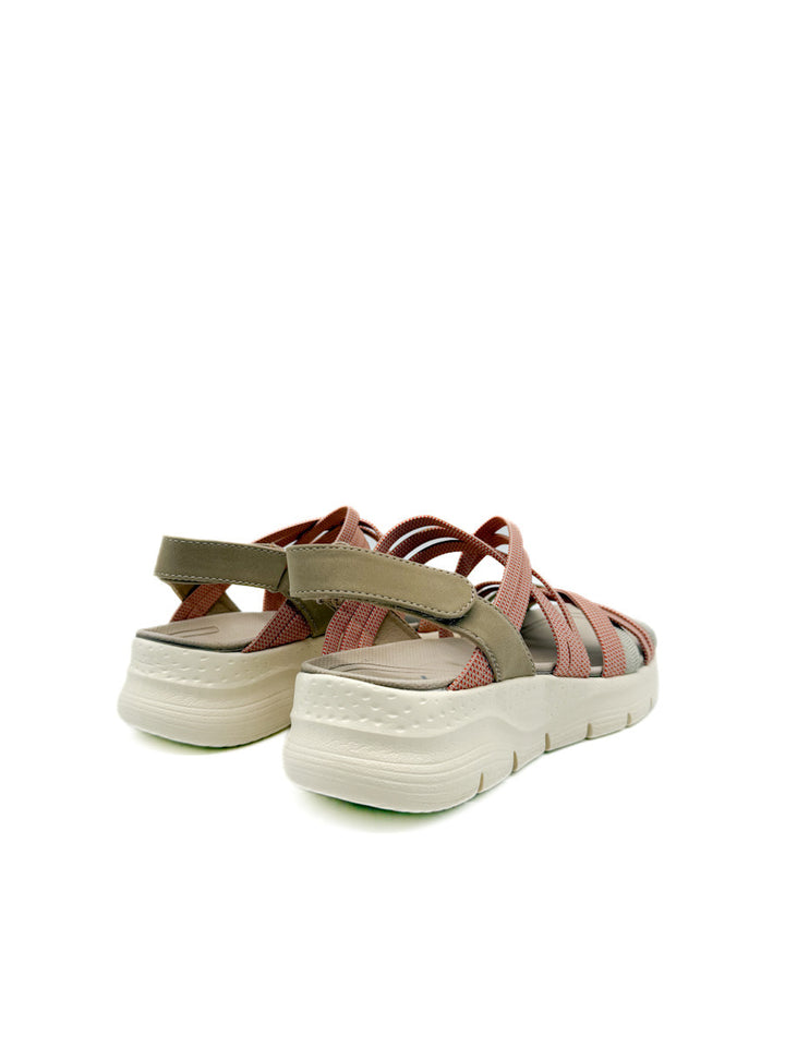 Sandalias de plataforma con tiras cruzadas en tonos rosa y gris