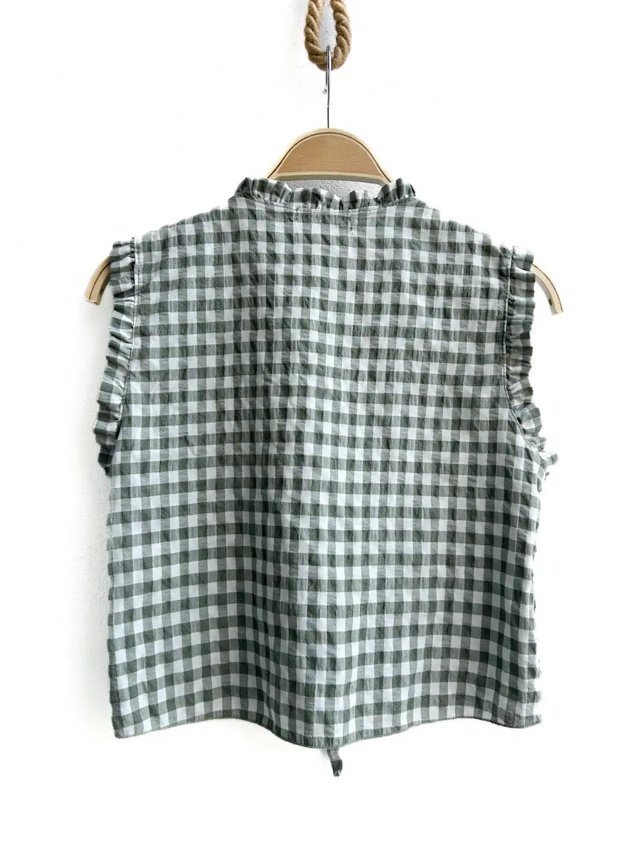 Top Fruncido de Cuadros con Lazo